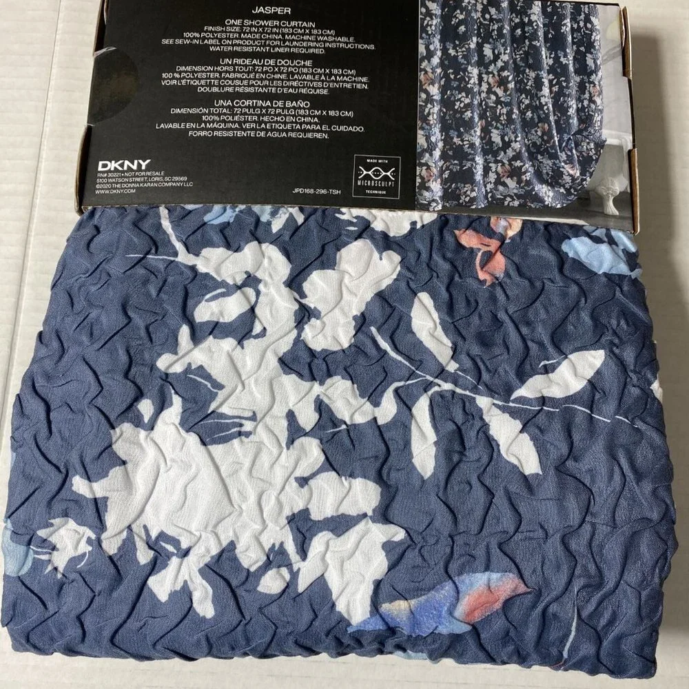 DKNY Jasper Wallflower Microsculpt Gray Floral Fabric Shower Curtain 72